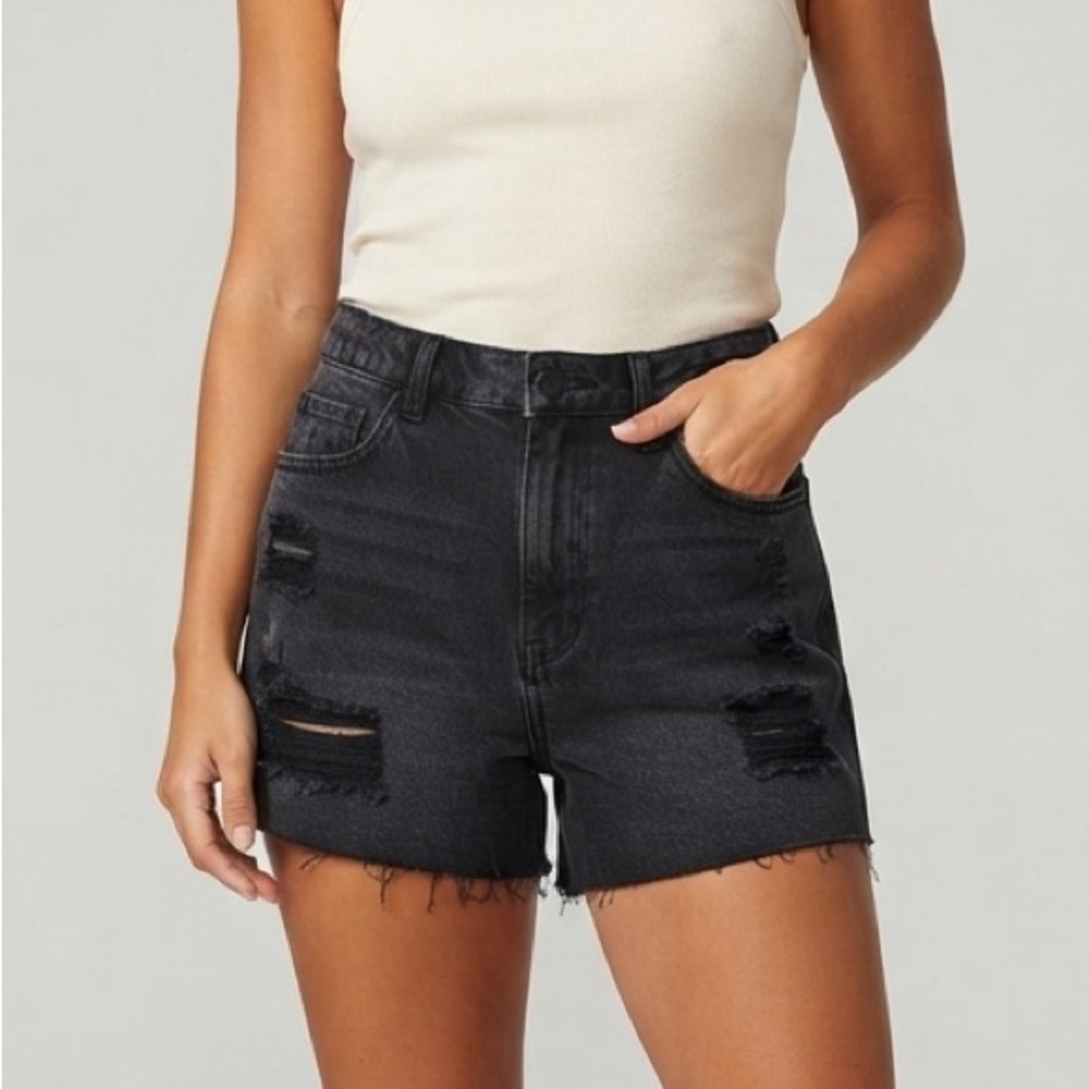 NWT Black Distressed Denim Shorts 100% cotton | size 9